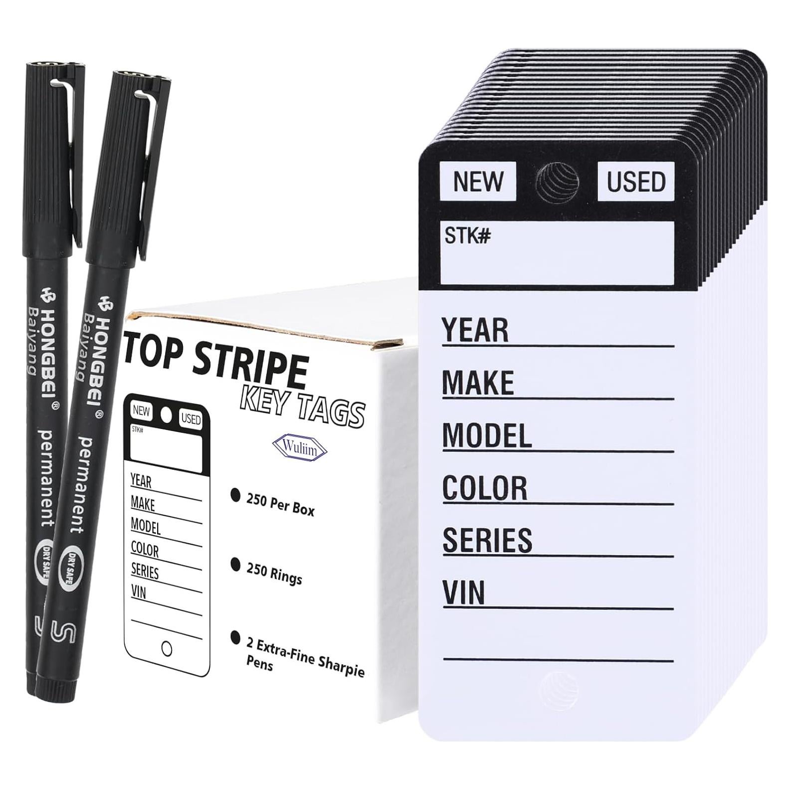Etiquetas de Llave Wuliim 250 Pcs con Anillos y Marcadores Negros