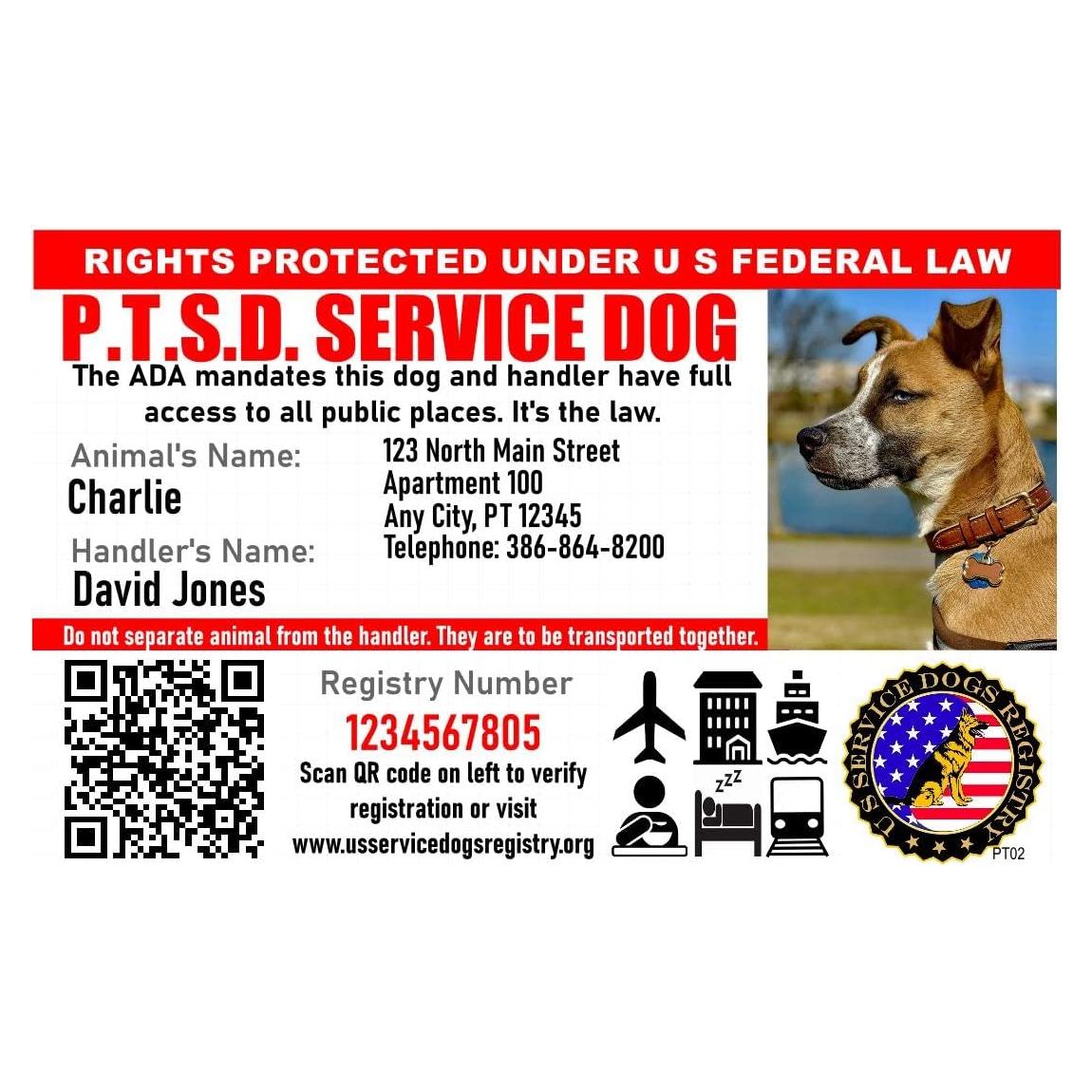 Tarjeta de Identificación Personalizada Just 4 Paws para Perros de Servicio