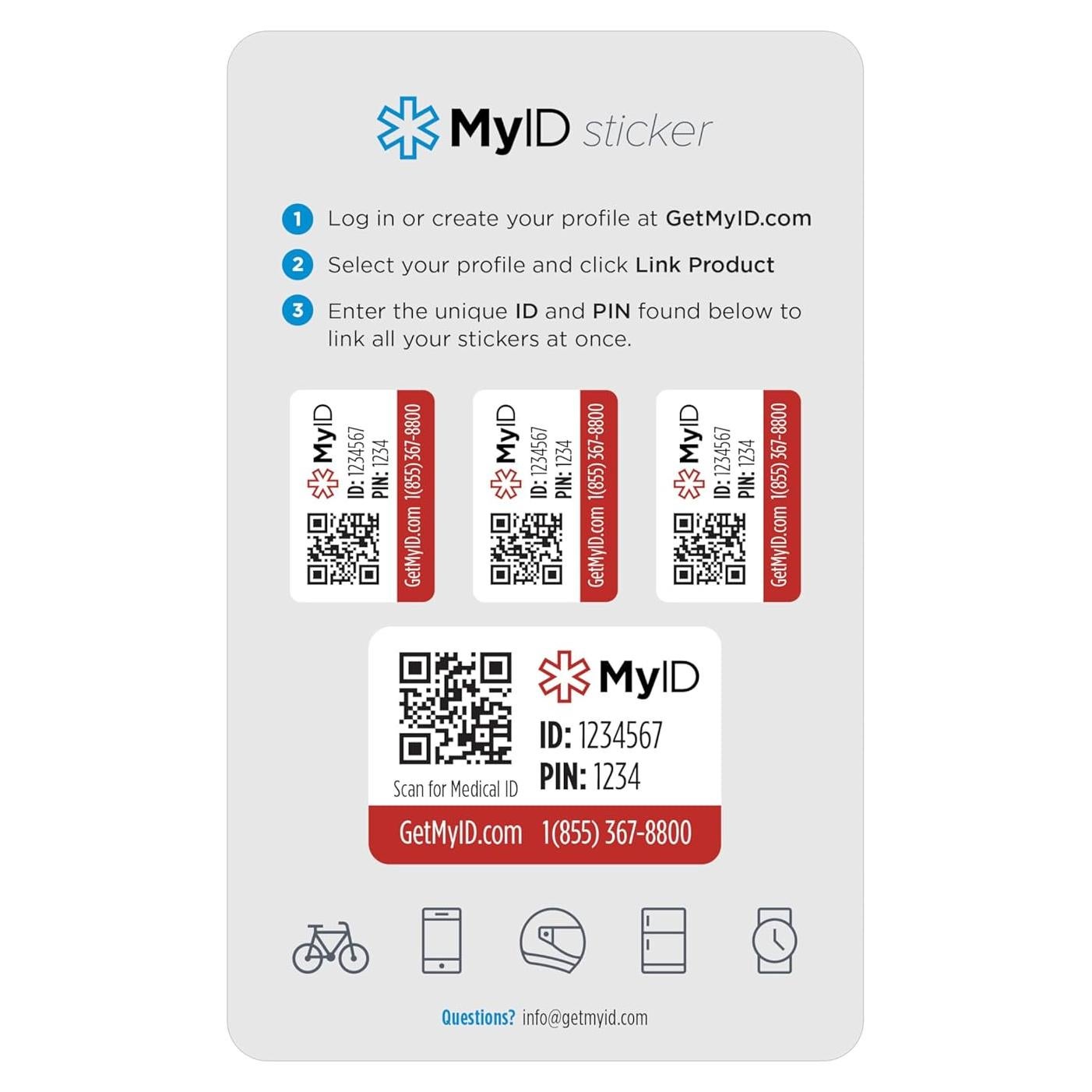 Kit de Etiquetas Médicas MyID - 4 Etiquetas para Emergencias