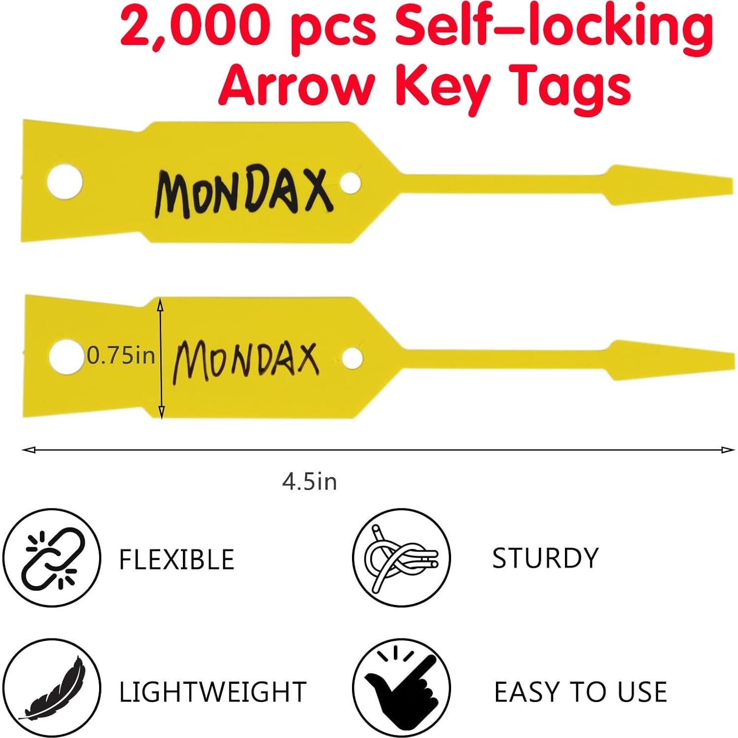 2000 Etiquetas de Llave Amarillas Mondax 11.43x1.91 cm Vinilo