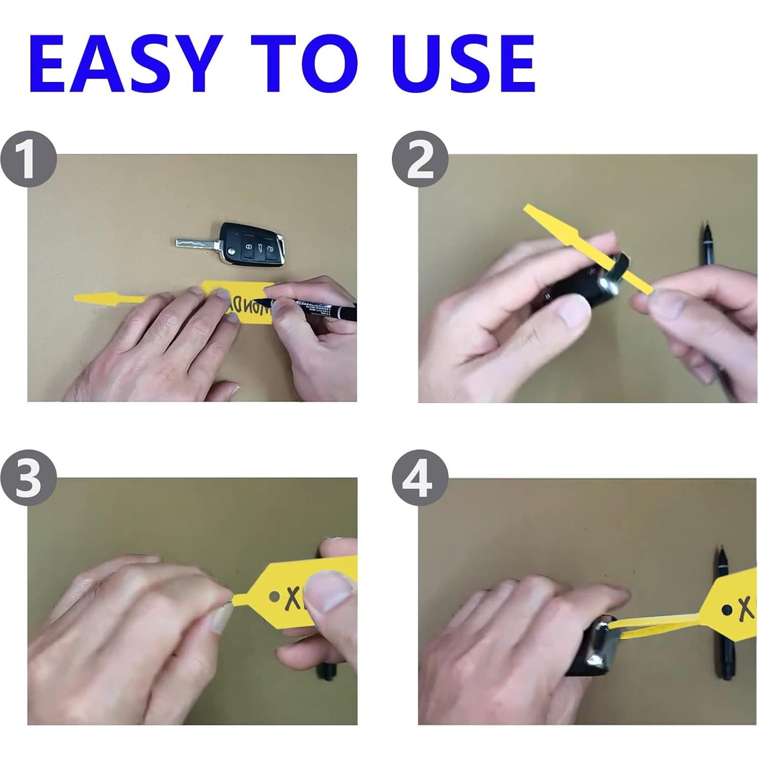 2000 Etiquetas de Llave Amarillas Mondax 11.43x1.91 cm Vinilo
