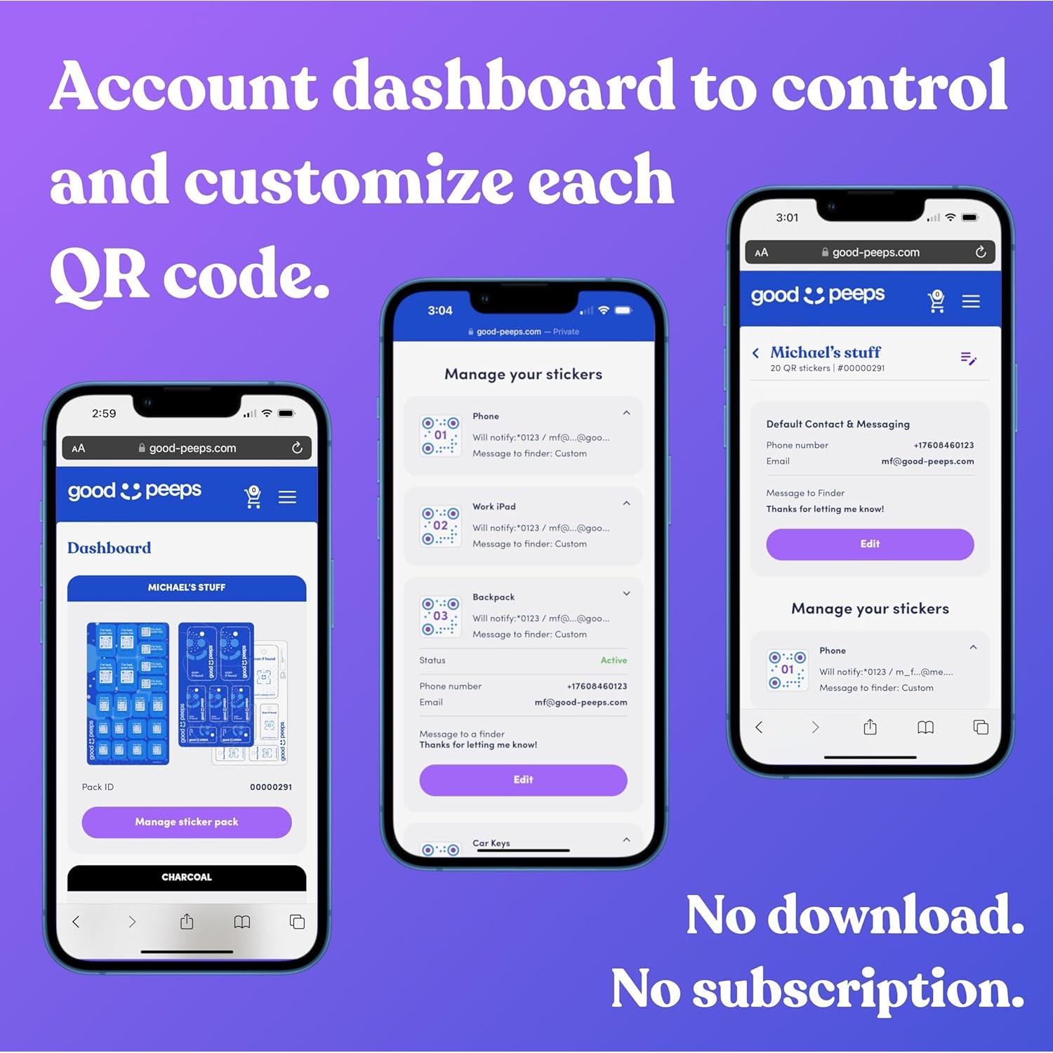 20 Pegatinas y Etiquetas QR Buenas Personas - Púrpura