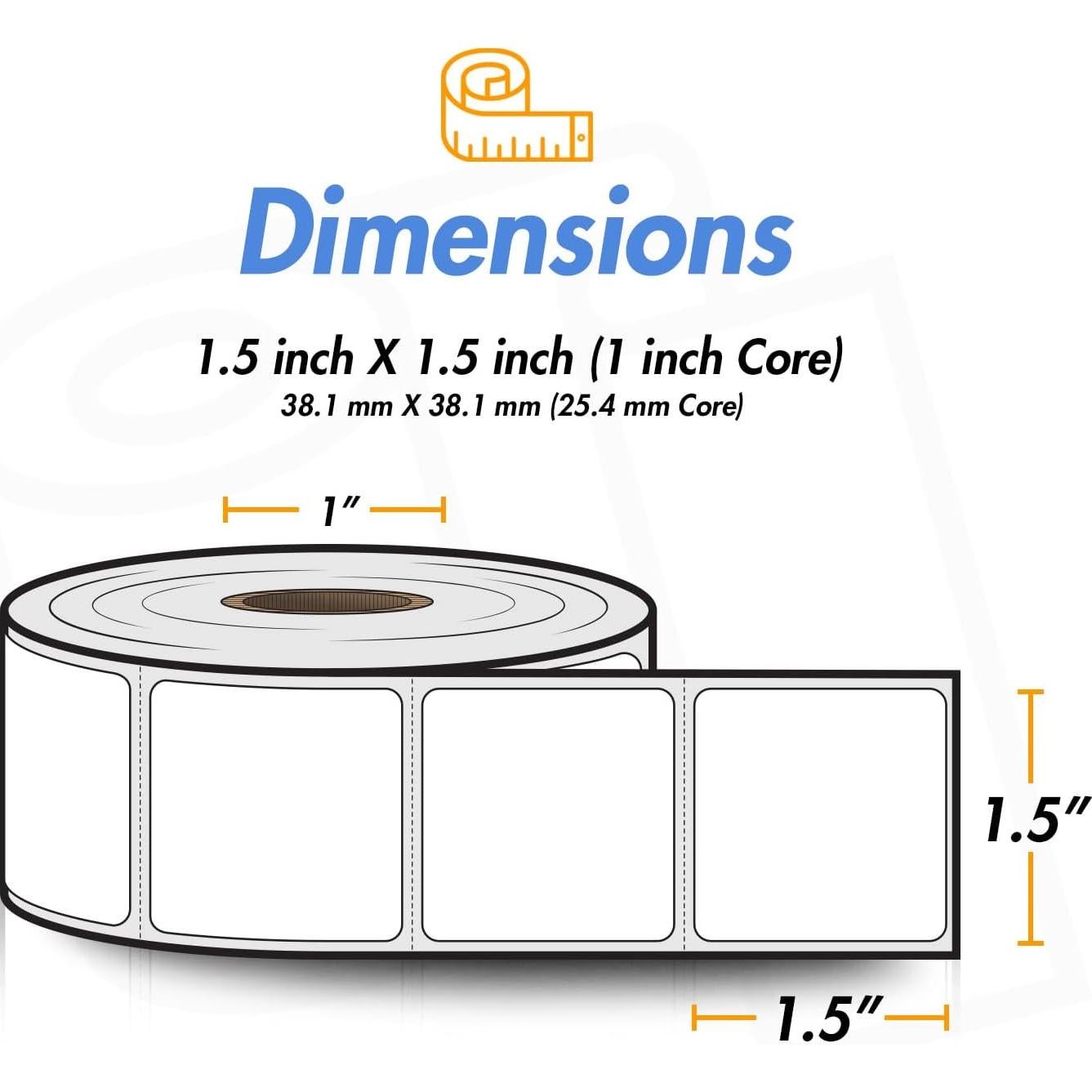 Etiquetas Térmicas OfficeSmartLabels 1.5"x1.5" 20 Rollos