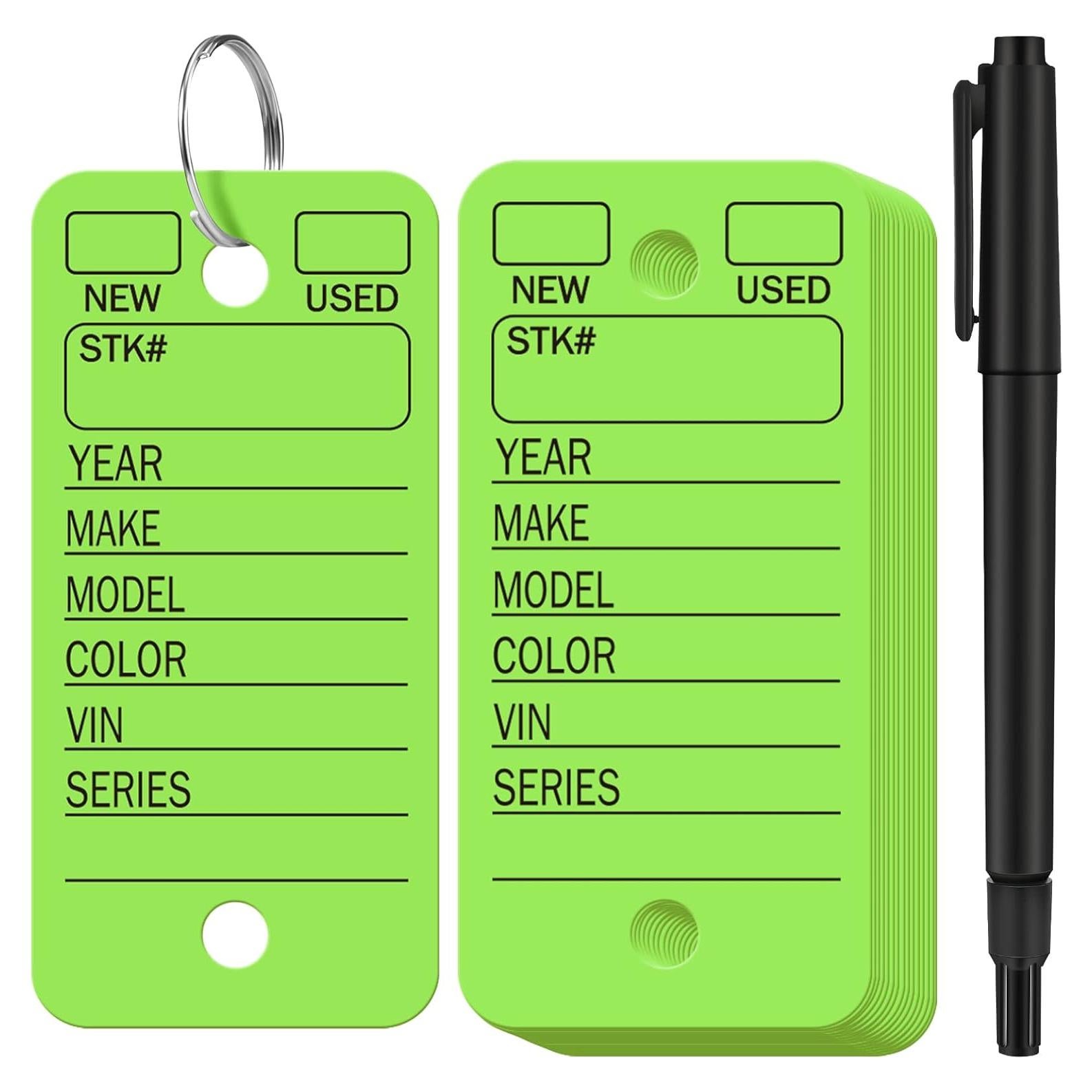 200 Etiquetas de Llave Gersoniel con Anillos y Marcadores Verde