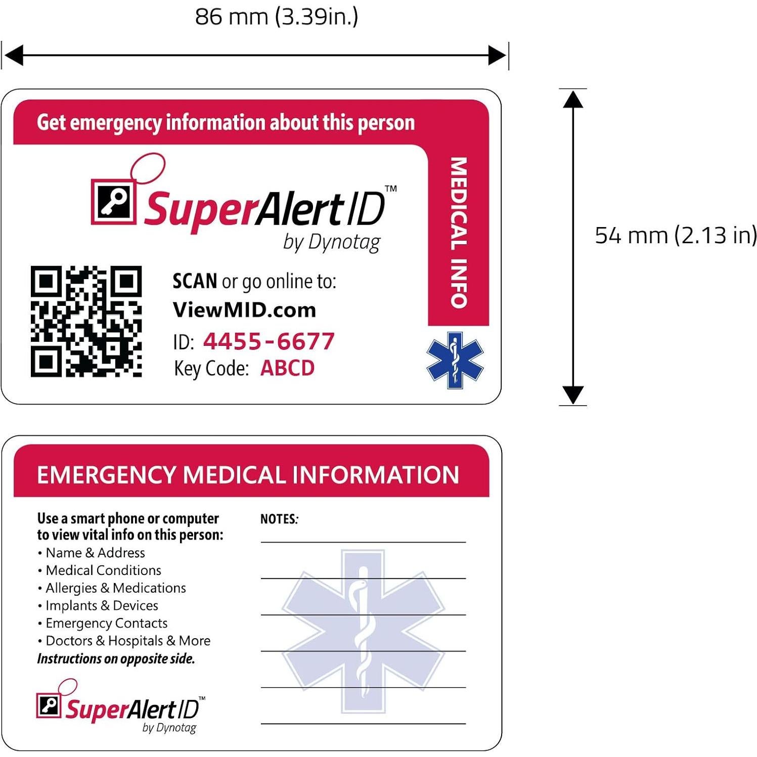 Dynotag SuperAlert ID Médico Inteligente con Suscripción Vitalicia