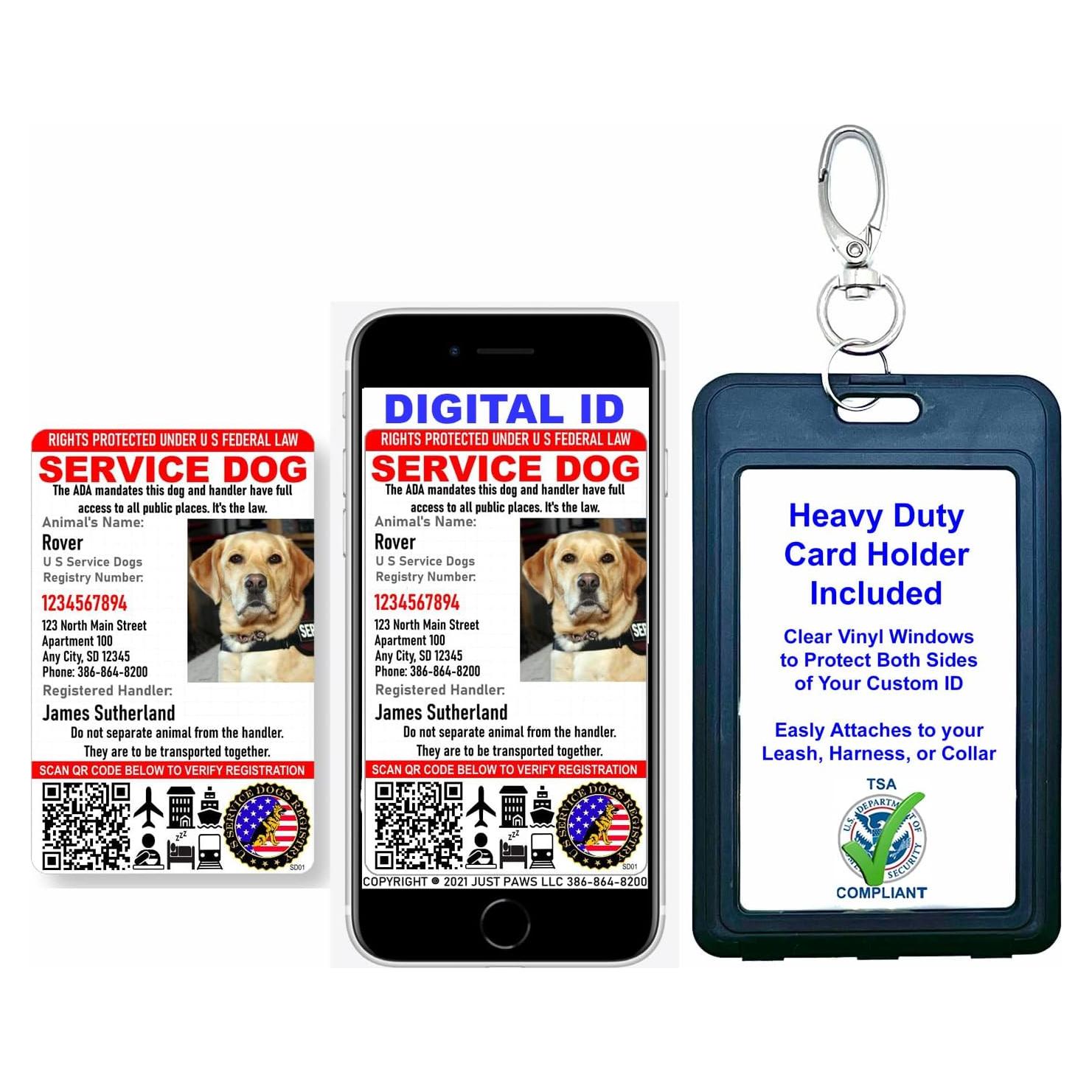 Tarjeta de Identificación Personalizada Just 4 Paws para Perros de Servicio