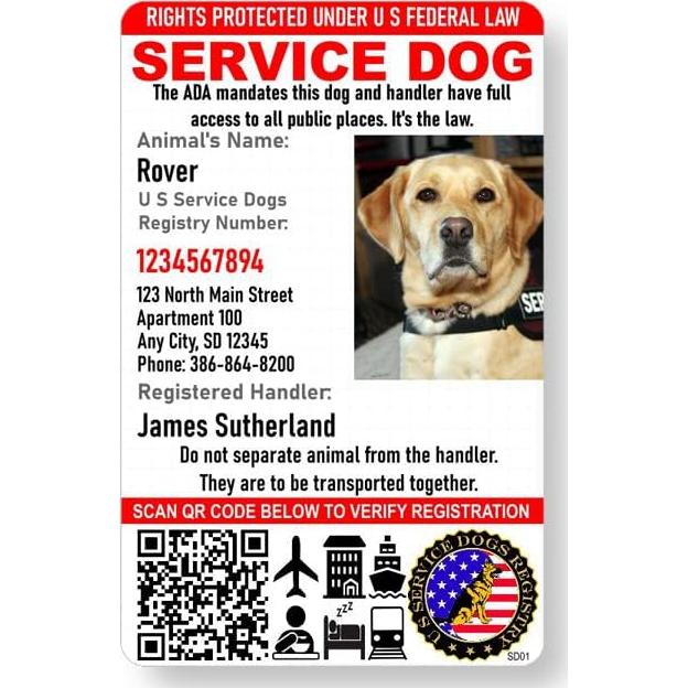 Tarjeta de Identificación Personalizada Just 4 Paws para Perros de Servicio