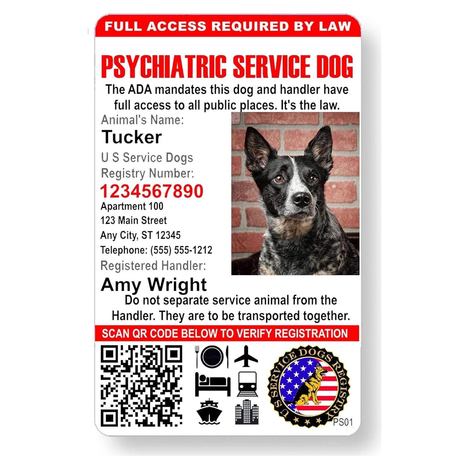 Tarjeta de Identificación Personalizada Just 4 Paws para Perros de Servicio
