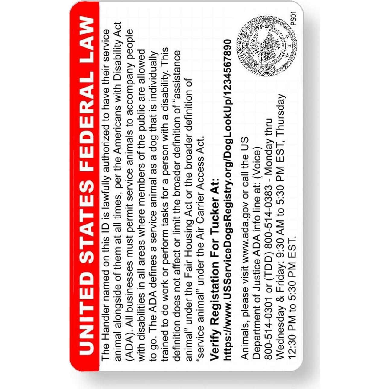 Tarjeta de Identificación Personalizada Just 4 Paws para Perros de Servicio