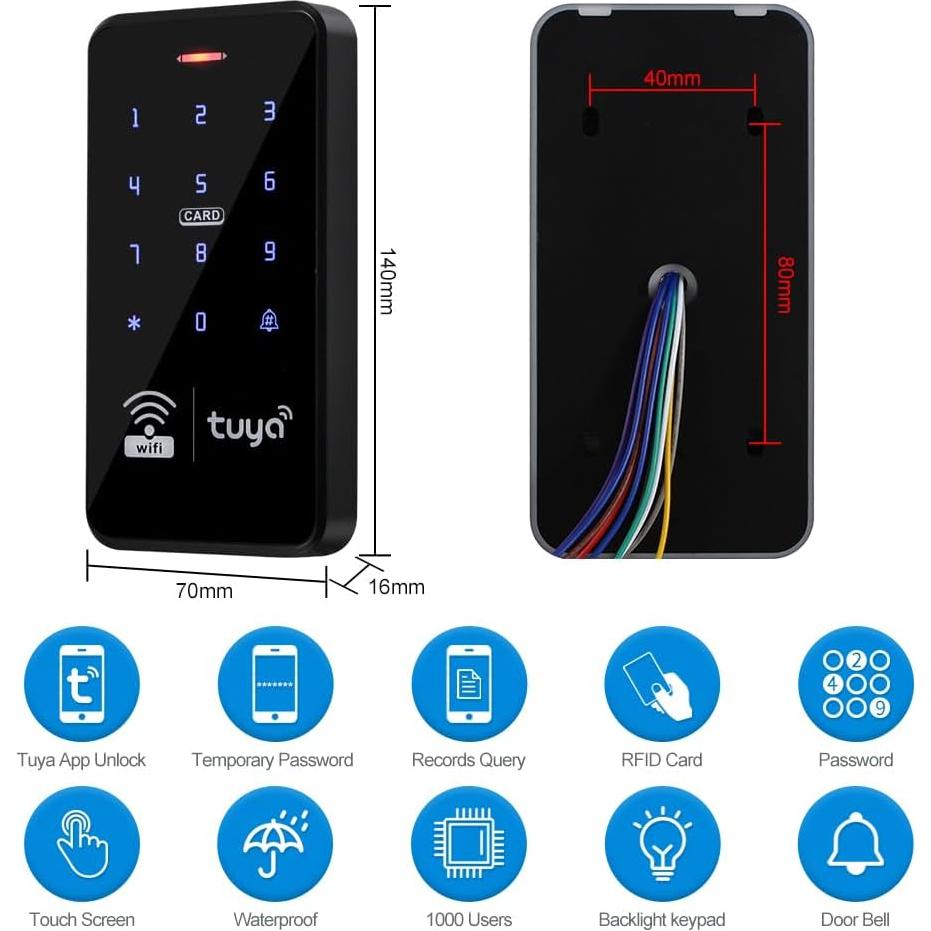 Teclado de Control de Acceso WiFi Tuya RFID Impermeable IP68