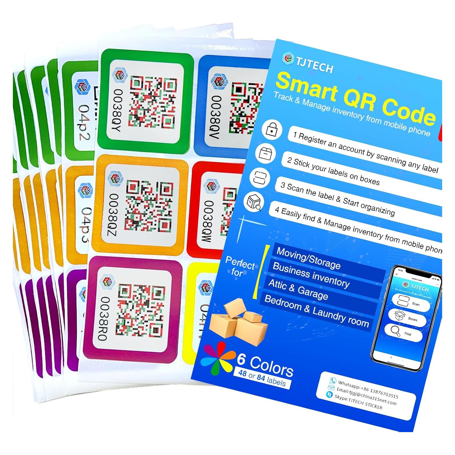 84 Etiquetas de Código QR SWMTJTECH para Almacenamiento