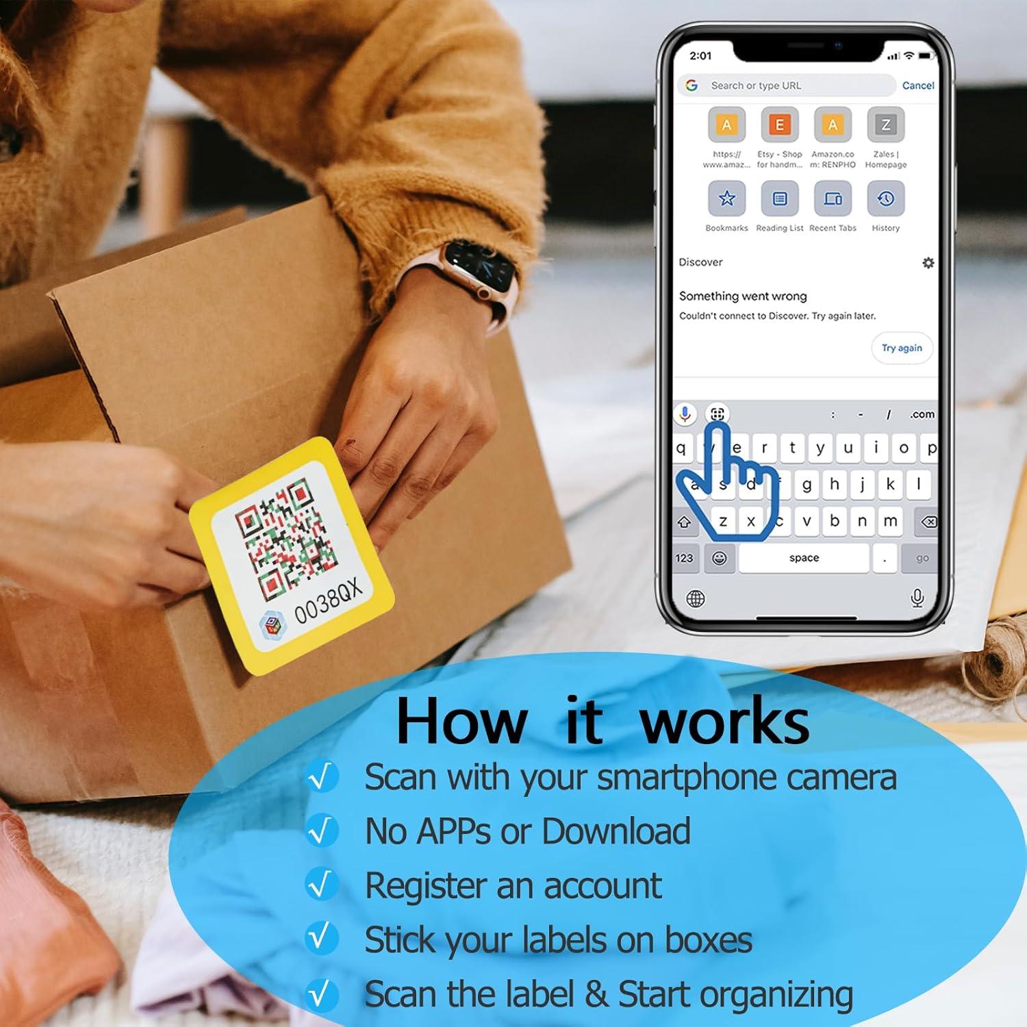 84 Etiquetas de Código QR SWMTJTECH para Almacenamiento