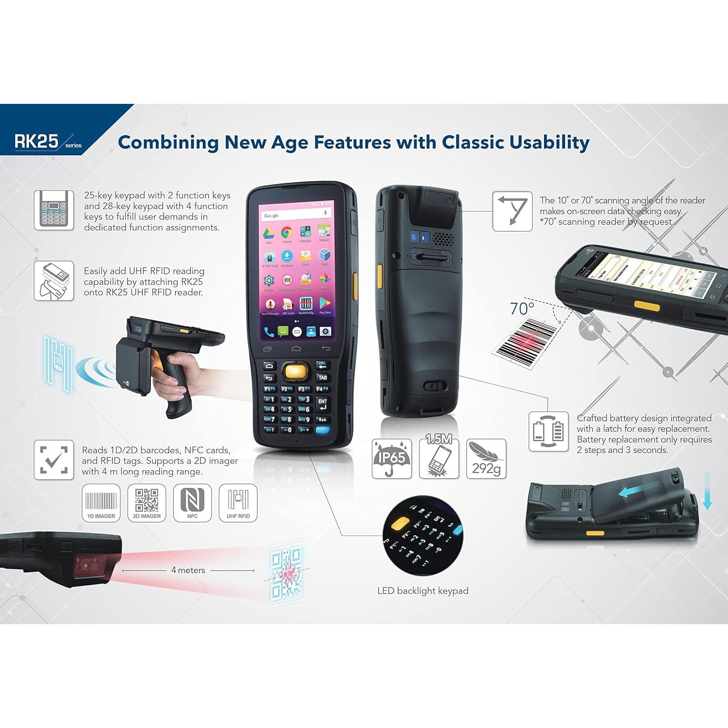 Lector UHF RFID CipherLab RK25 2D Android 7.0 Pantalla 5.5"