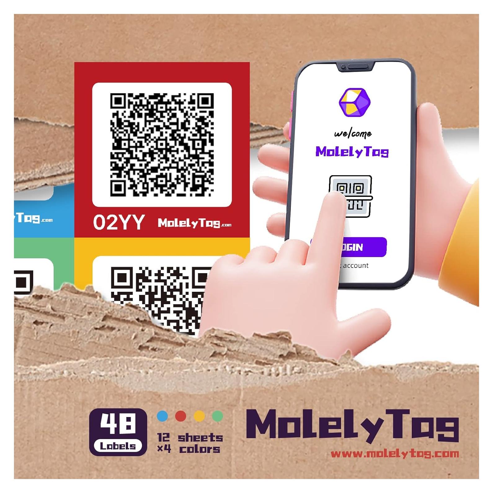 Etiquetas QR Escaneables MOLELY - 48 Unidades Codificadas por Color