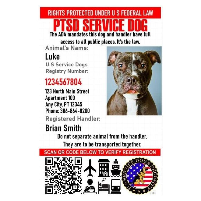 Tarjeta de Identificación Personalizada Just 4 Paws para Perros de Servicio