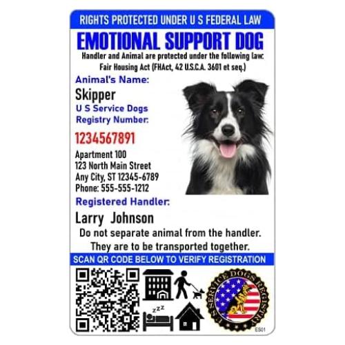 Tarjeta de Identificación Personalizada Just 4 Paws - Apoyo Emocional