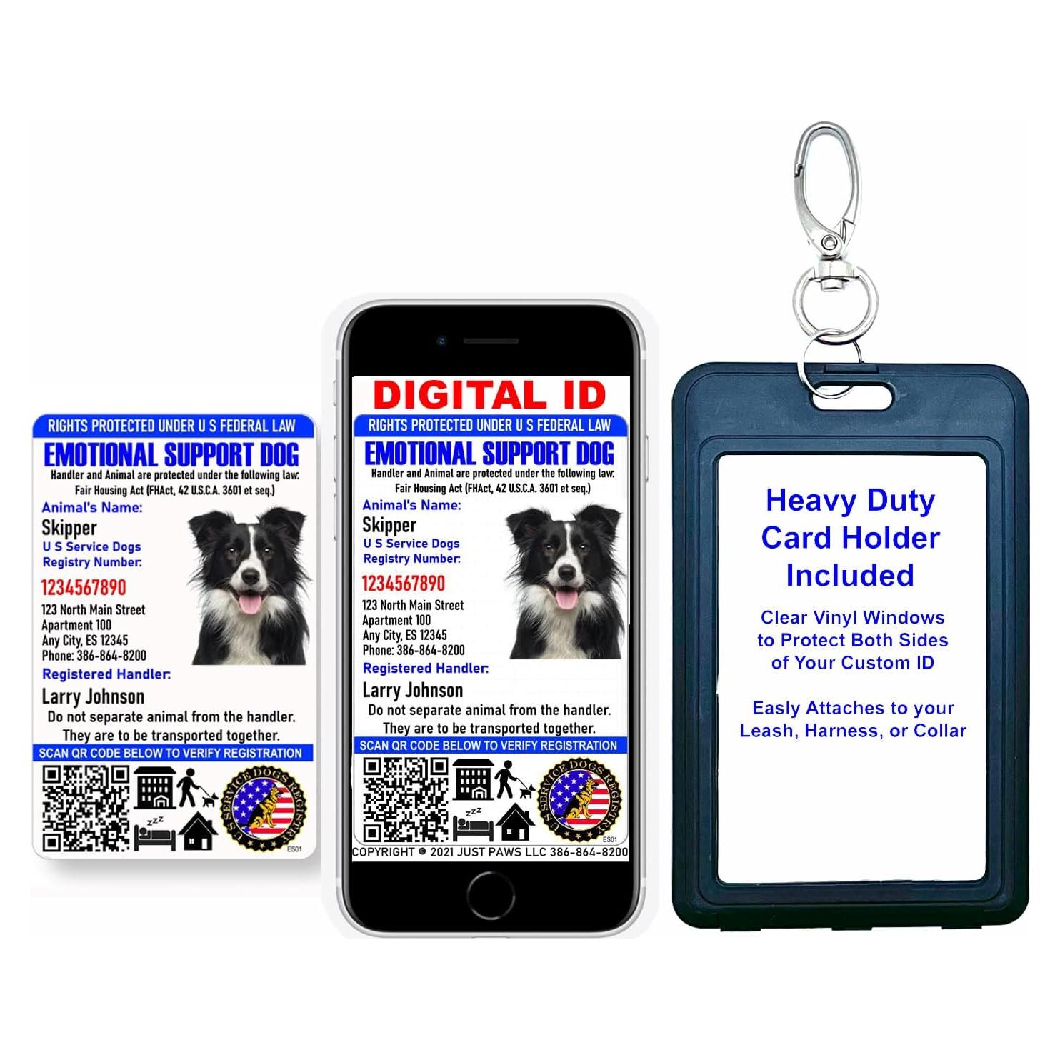 Tarjeta de Identificación Personalizada Just 4 Paws - Apoyo Emocional