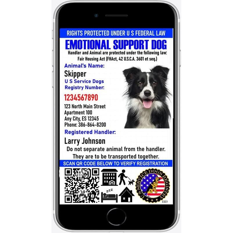 Tarjeta de Identificación Personalizada Just 4 Paws - Apoyo Emocional