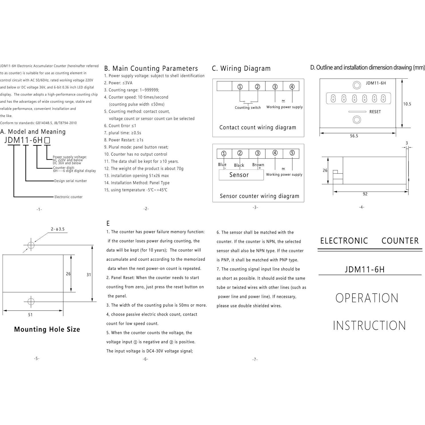 Contador Digital LED TWTADE 0-999999 con Sensor Fotoeléctrico