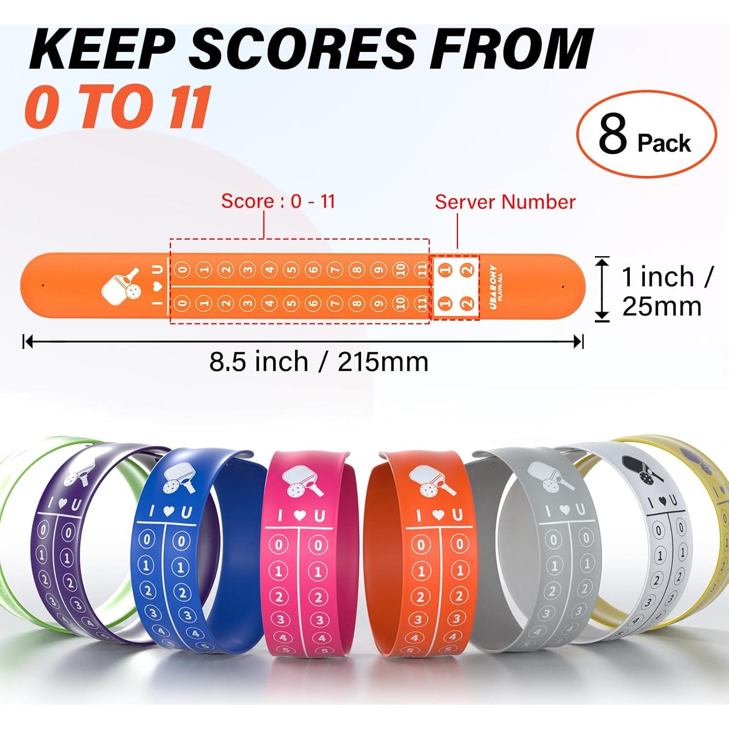 Contador de Puntuaciones UBARONY para Pickleball - 8 Pulseras