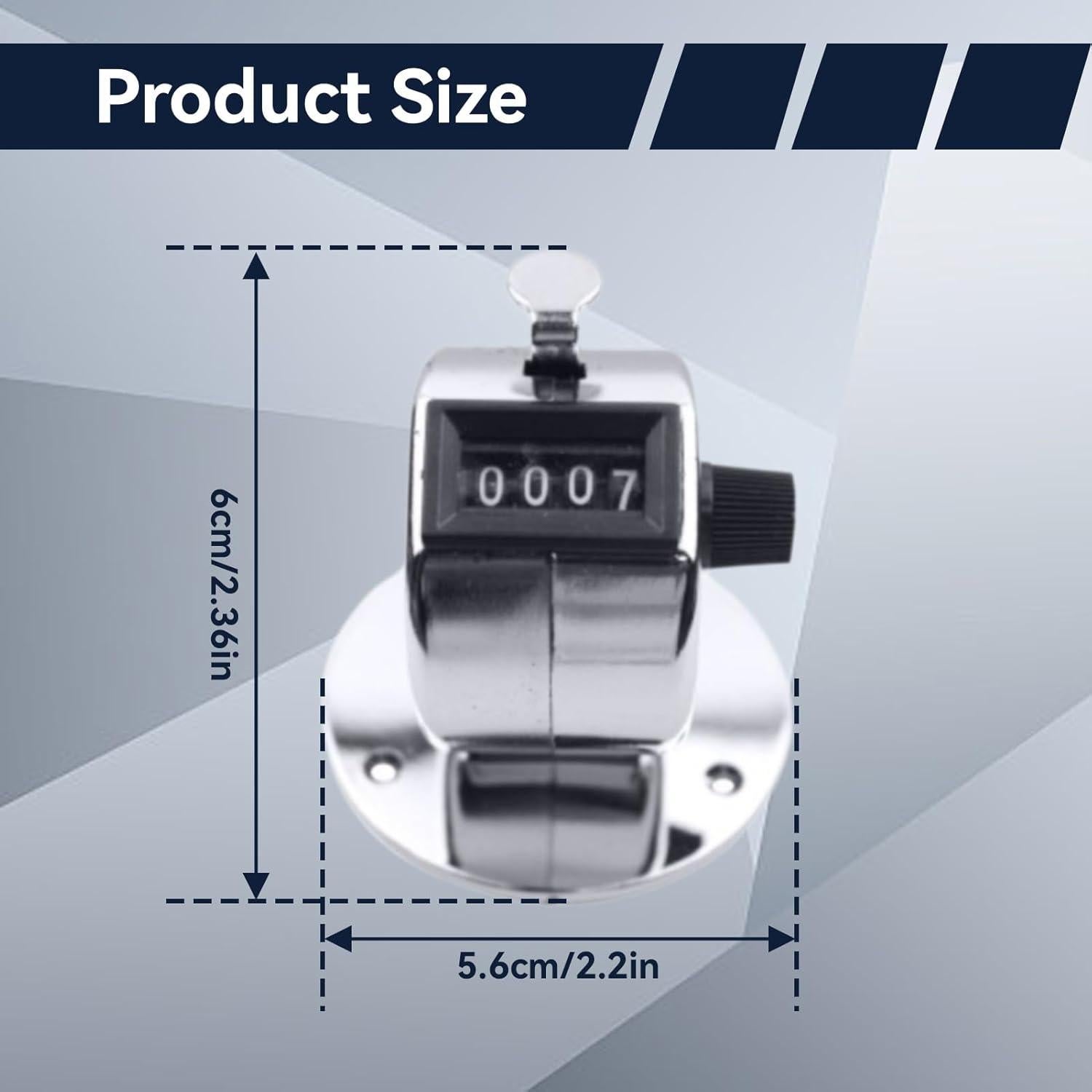 Contador de Tally Mini Kukyller 4 Dígitos Metal Plateado