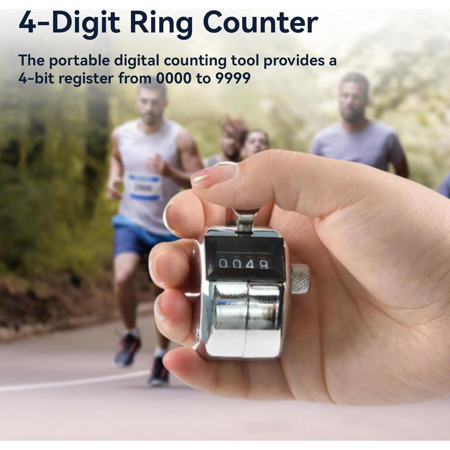 Contador de Tally Mini Kukyller 4 Dígitos Metal Plateado