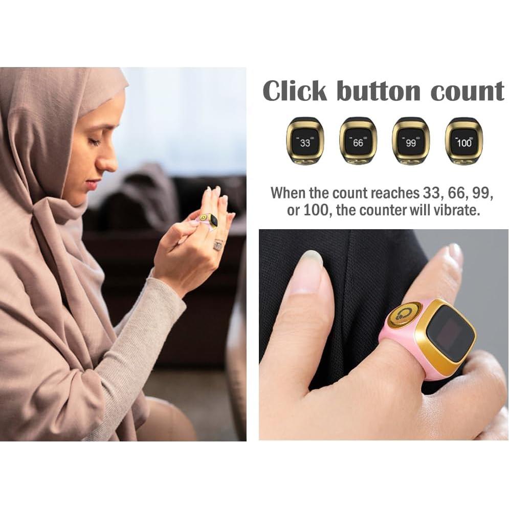 Contador de Anillo Inteligente Anlising Zikr Tasbih Rosa 20mm