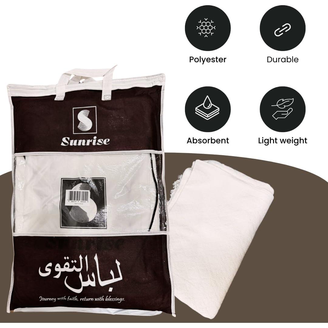 Conjunto Ihram Completo S Sunrise para Hajj y Umrah - 2 Prendas, 2 Cinturones, Contador Digital