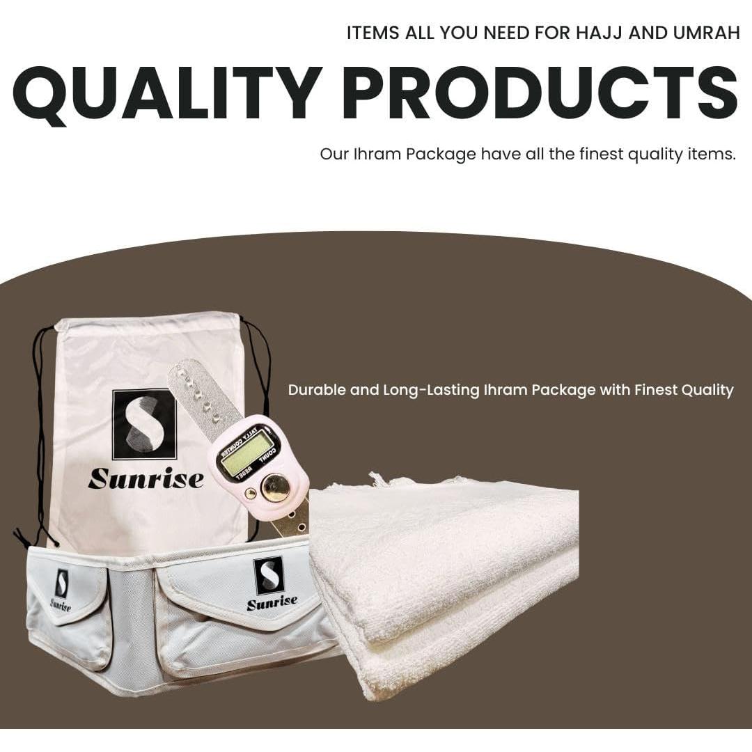 Conjunto Ihram S Sunrise para Hajj y Umrah - 2 Prendas de Algodón