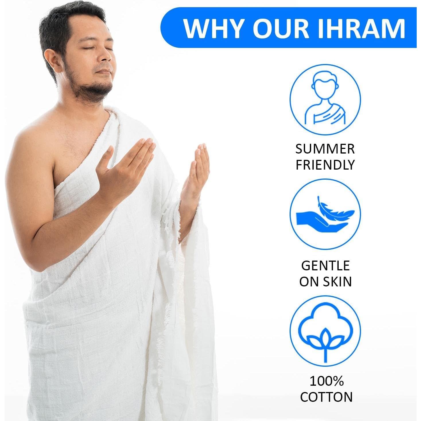 Conjunto Ihram S Sunrise para Hajj y Umrah - 2 Prendas de Algodón