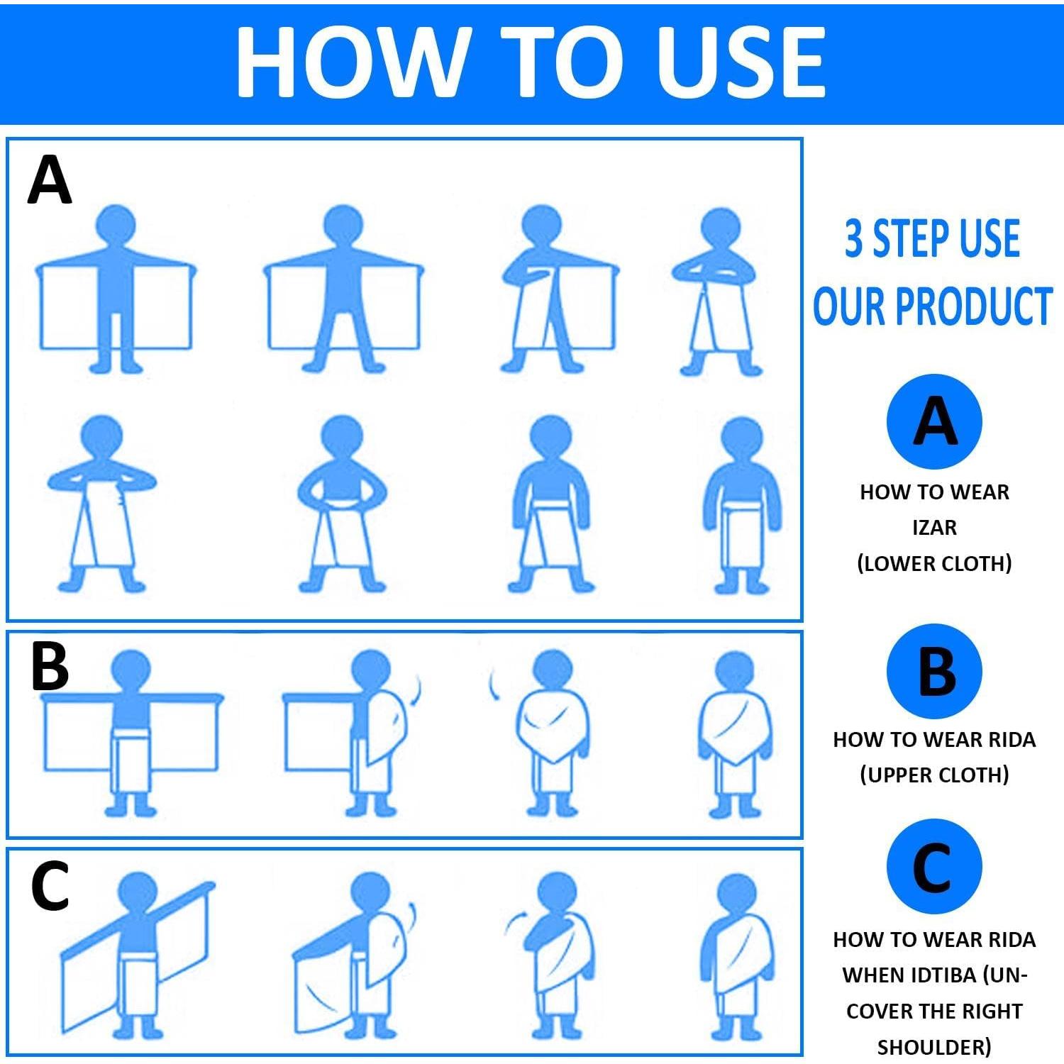 Conjunto Ihram S Sunrise para Hajj y Umrah - 2 Prendas de Algodón