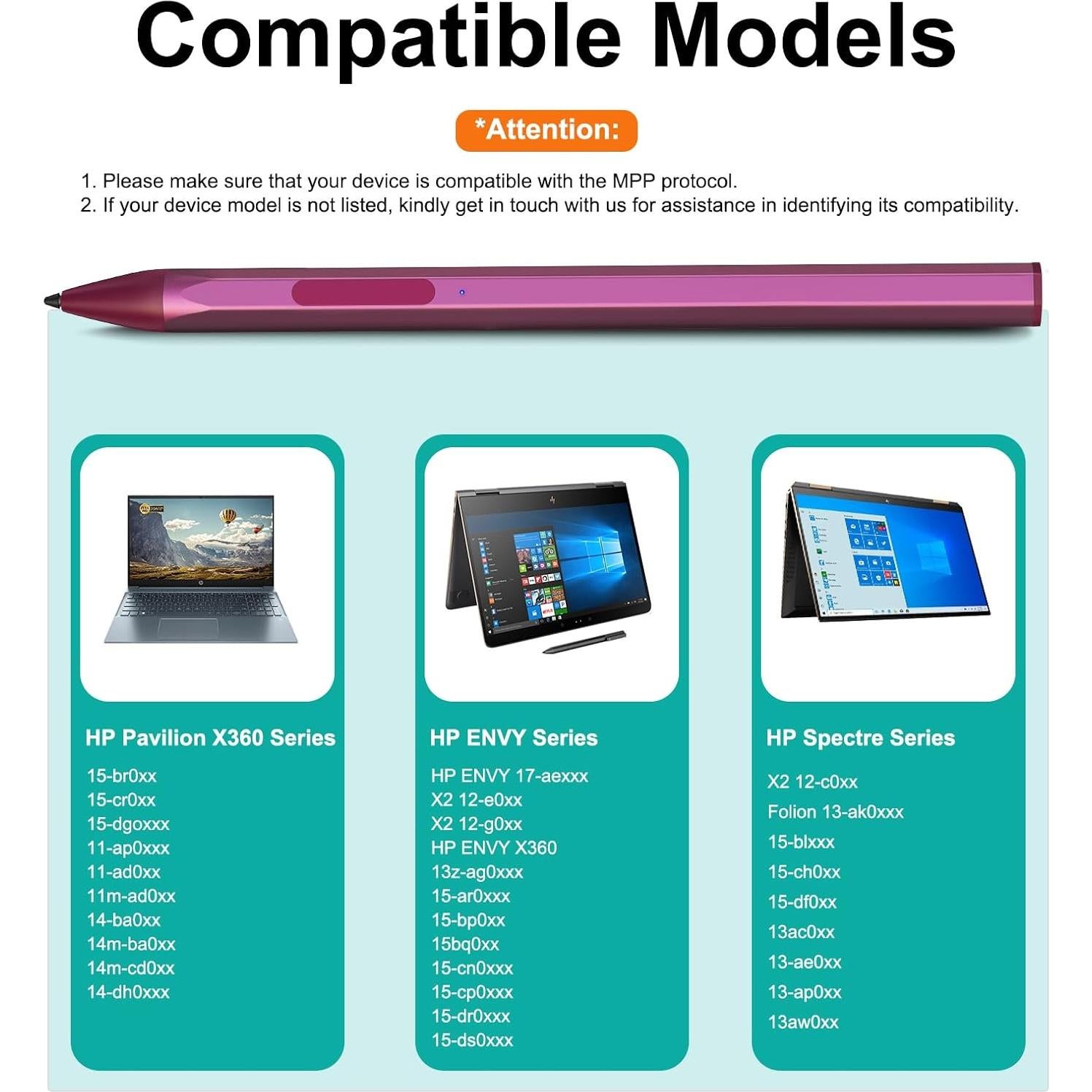 Stylus Recargable MPP 2.0 para HP Envy x360 Rojo