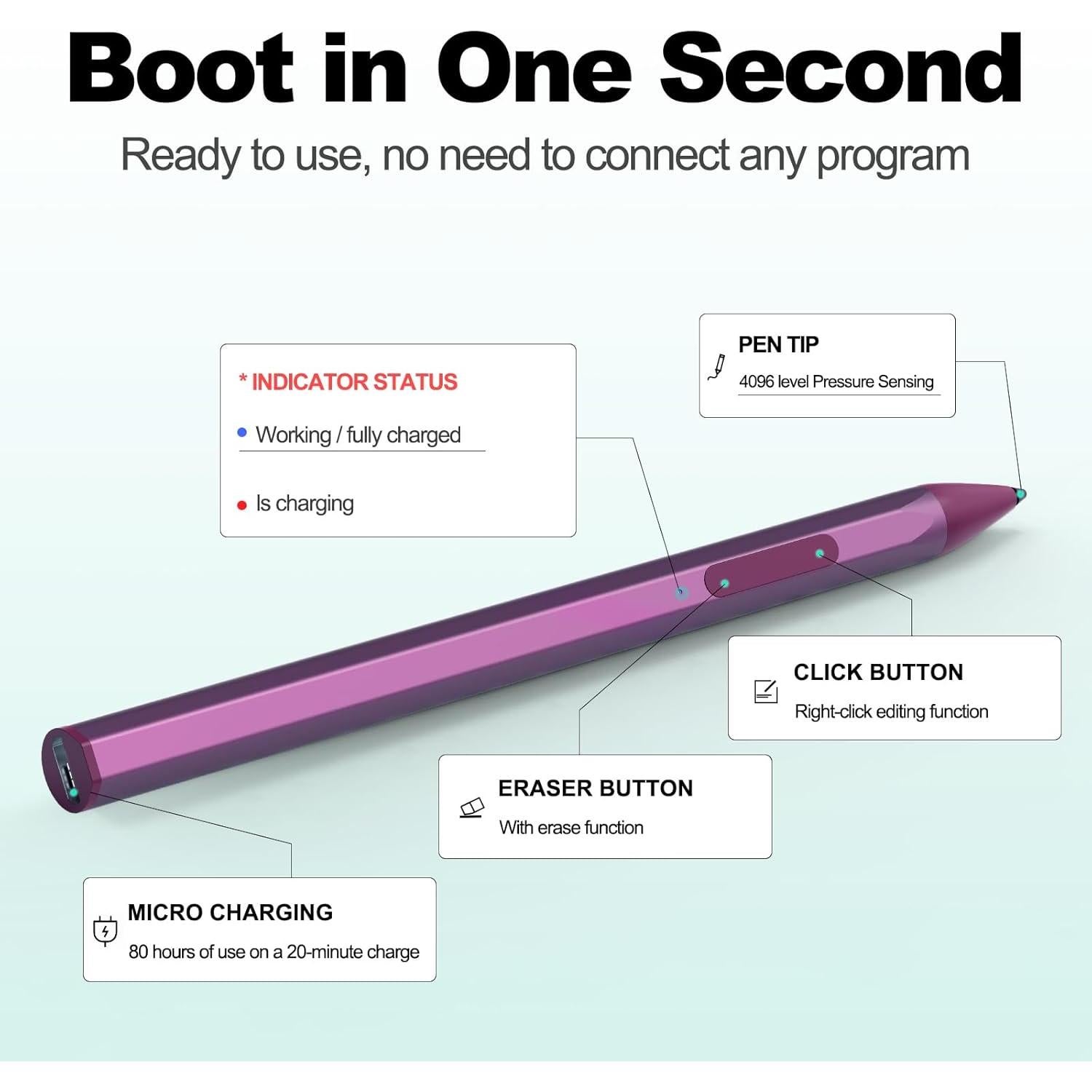 Stylus Recargable MPP 2.0 para HP Envy x360 Rojo