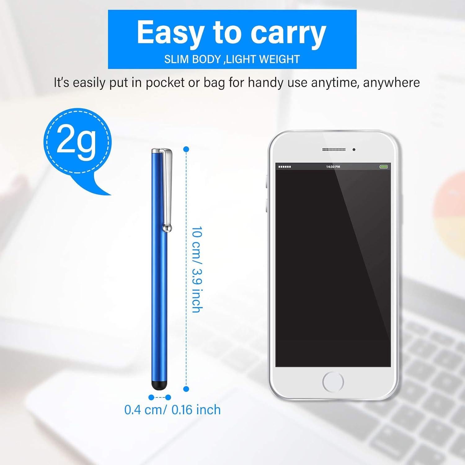 Lápices Stylus Capacitivos Outus 130 Pcs 10 Colores para Pantallas Táctiles