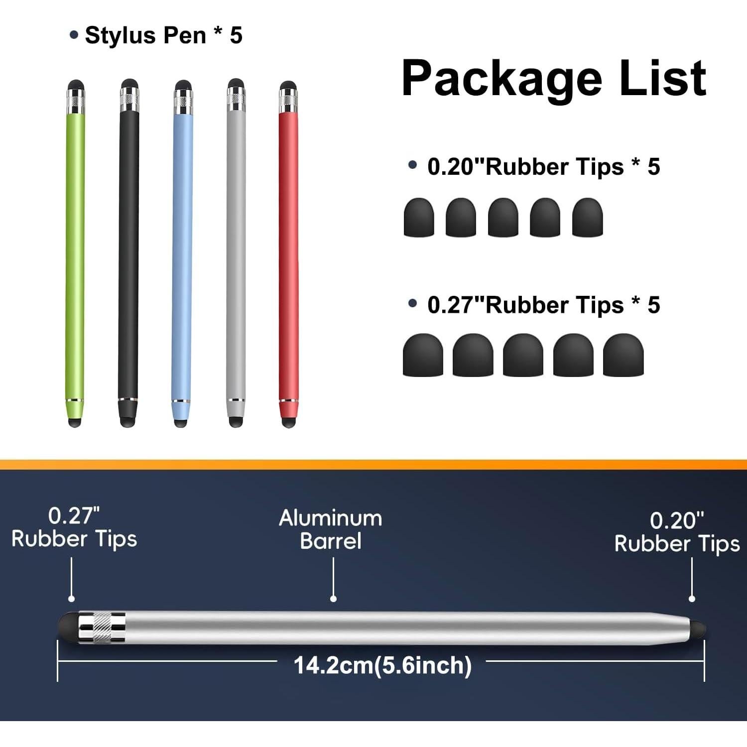 5 Bolígrafos Stylus 2-en-1 Sunnyholiday para Pantallas Táctiles