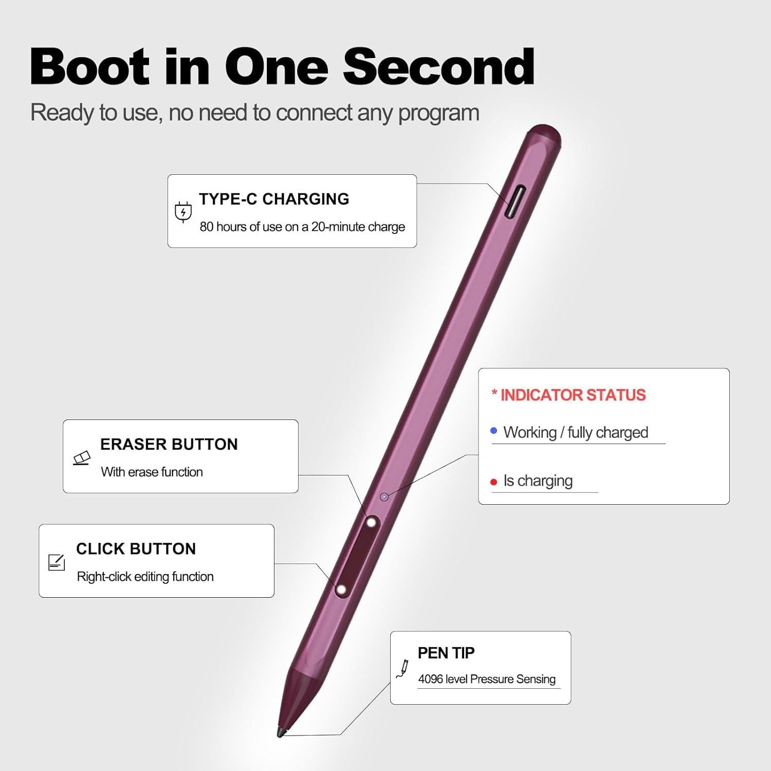 Lápiz Stylus Activo MPP 2.0 Rojo para HP Envy/Pavilion/Specter