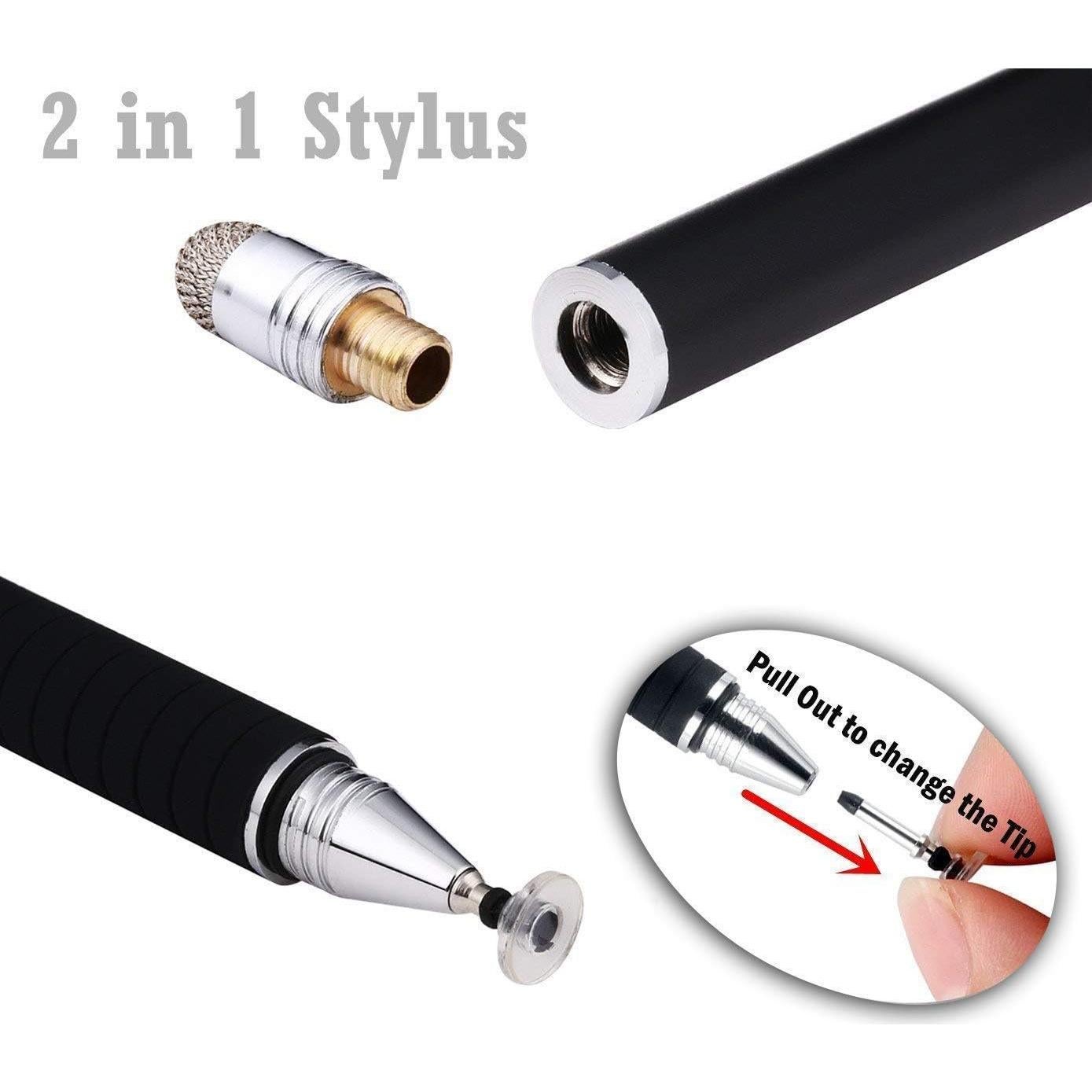 Estilógrafo MEKO 2 en 1 con 4 Puntas Reemplazables - Negro/Púrpura