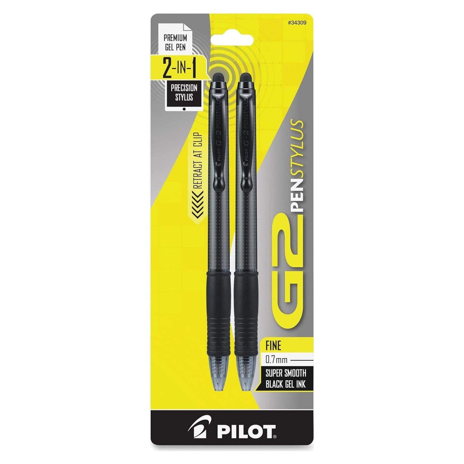Pluma Estilográfica Pilot G2 0.7mm Tinta Negra Paquete de 2