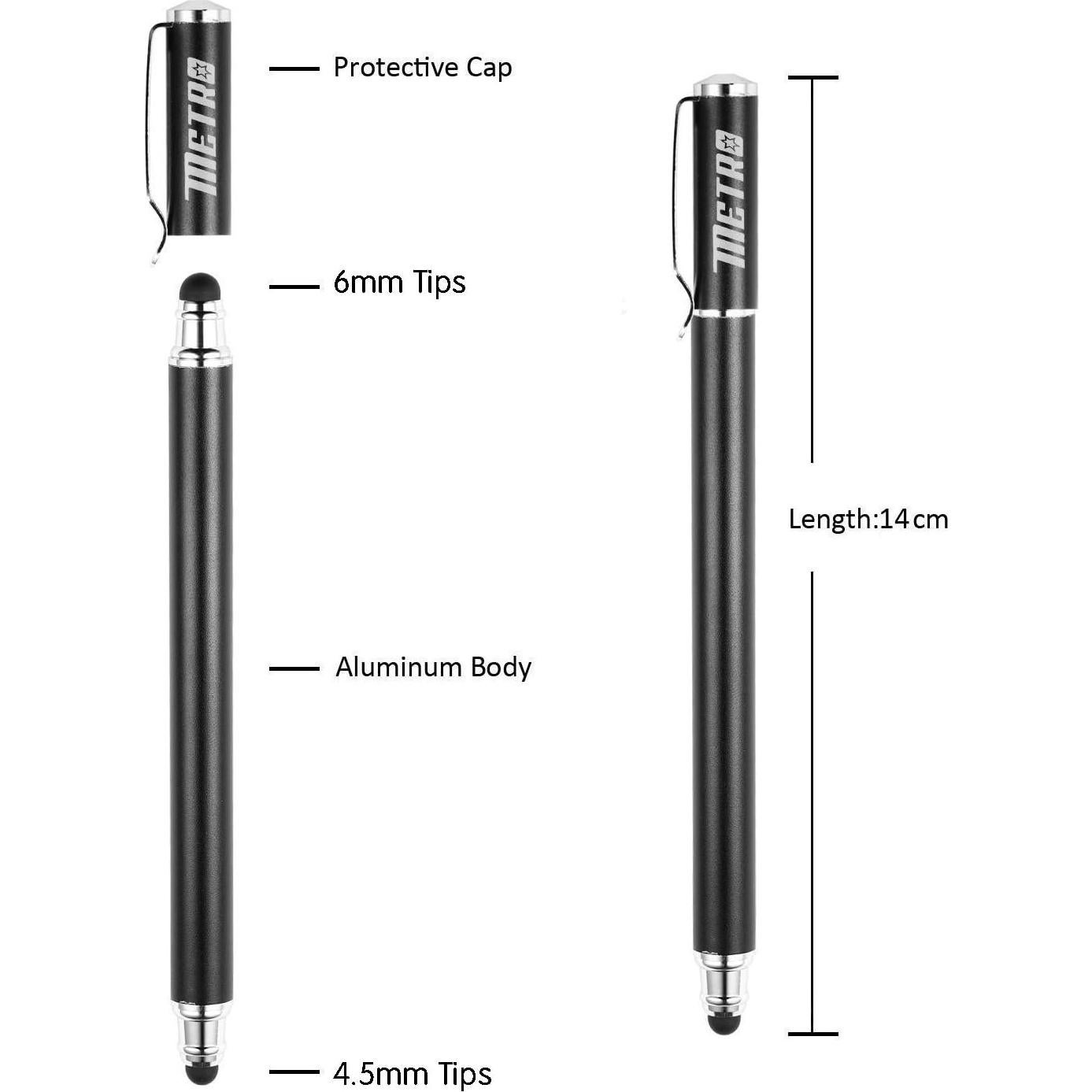 Lápiz Táctil 2-en-1 Metro Negro con 20 Puntas de Goma