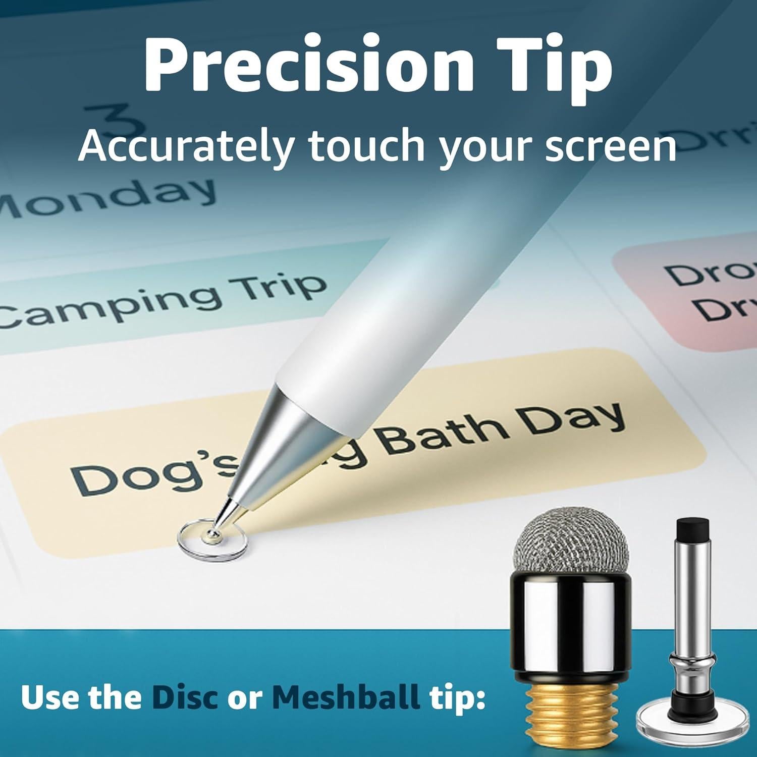 Stylus and Mount Compatible with Skylight 15 inch Calendar | Dual Tip with Mesh and Disc Tips | 2 Spare Replacement Parts | Flexiple Stylus Holder Mounts to Calendar