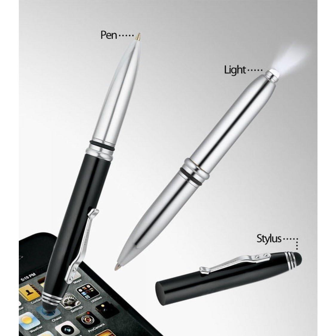 Bolígrafo Tri-Función WixGear Negro con Estilógrafo y Linterna LED