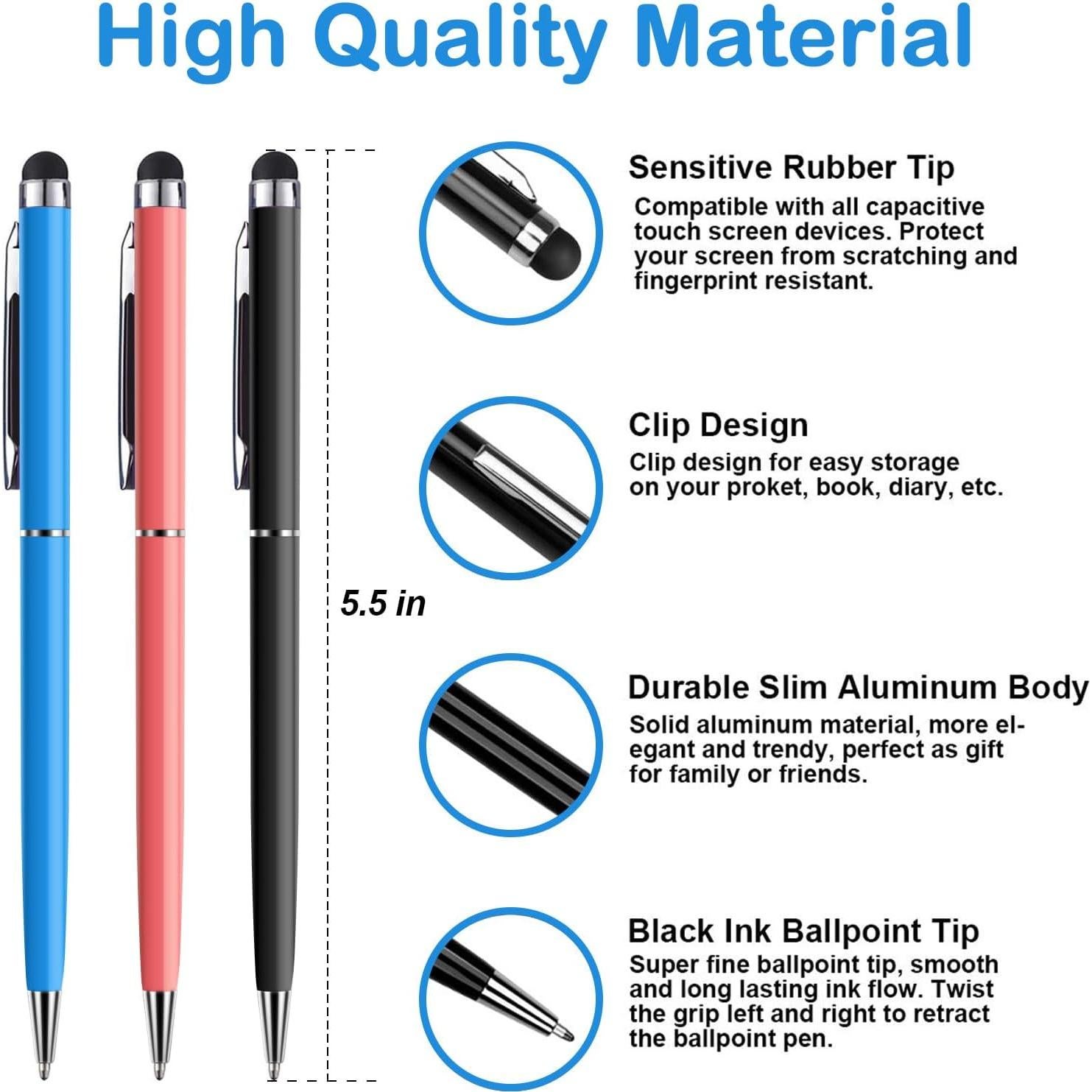 Bolígrafos Stylus 2 en 1 EVERRUSH, Paquete de 10, Alta Precisión