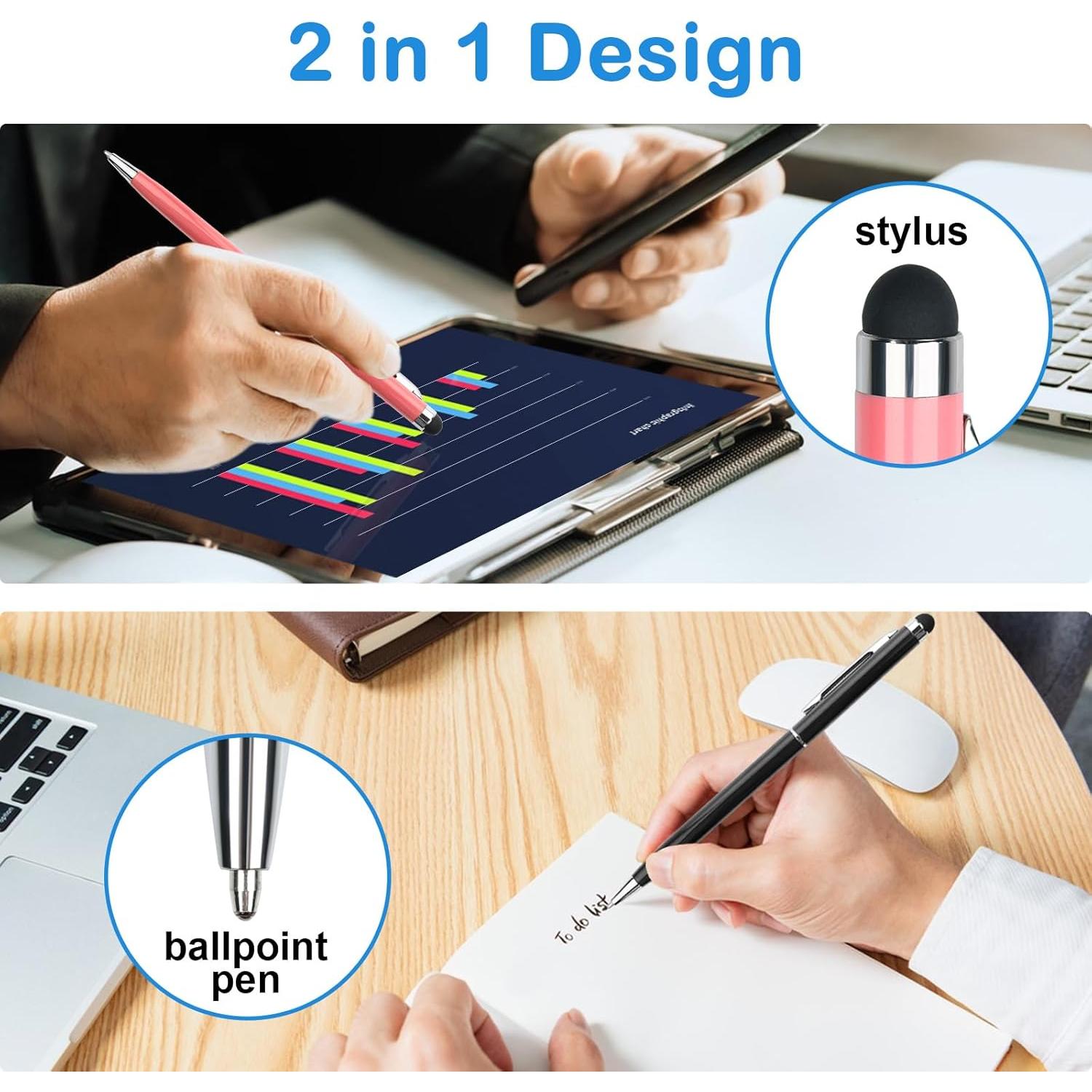 Bolígrafos Stylus 2 en 1 EVERRUSH, Paquete de 10, Alta Precisión