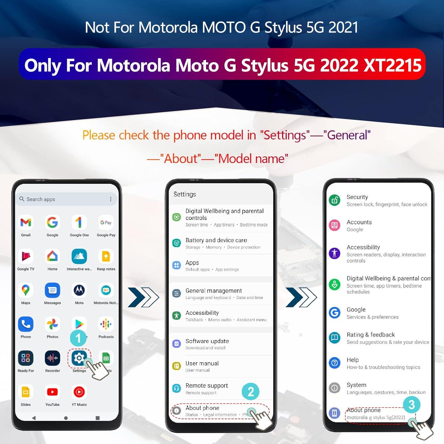 Pantalla LCD Táctil Reemplazo Motorola Moto G Stylus 5G 2022