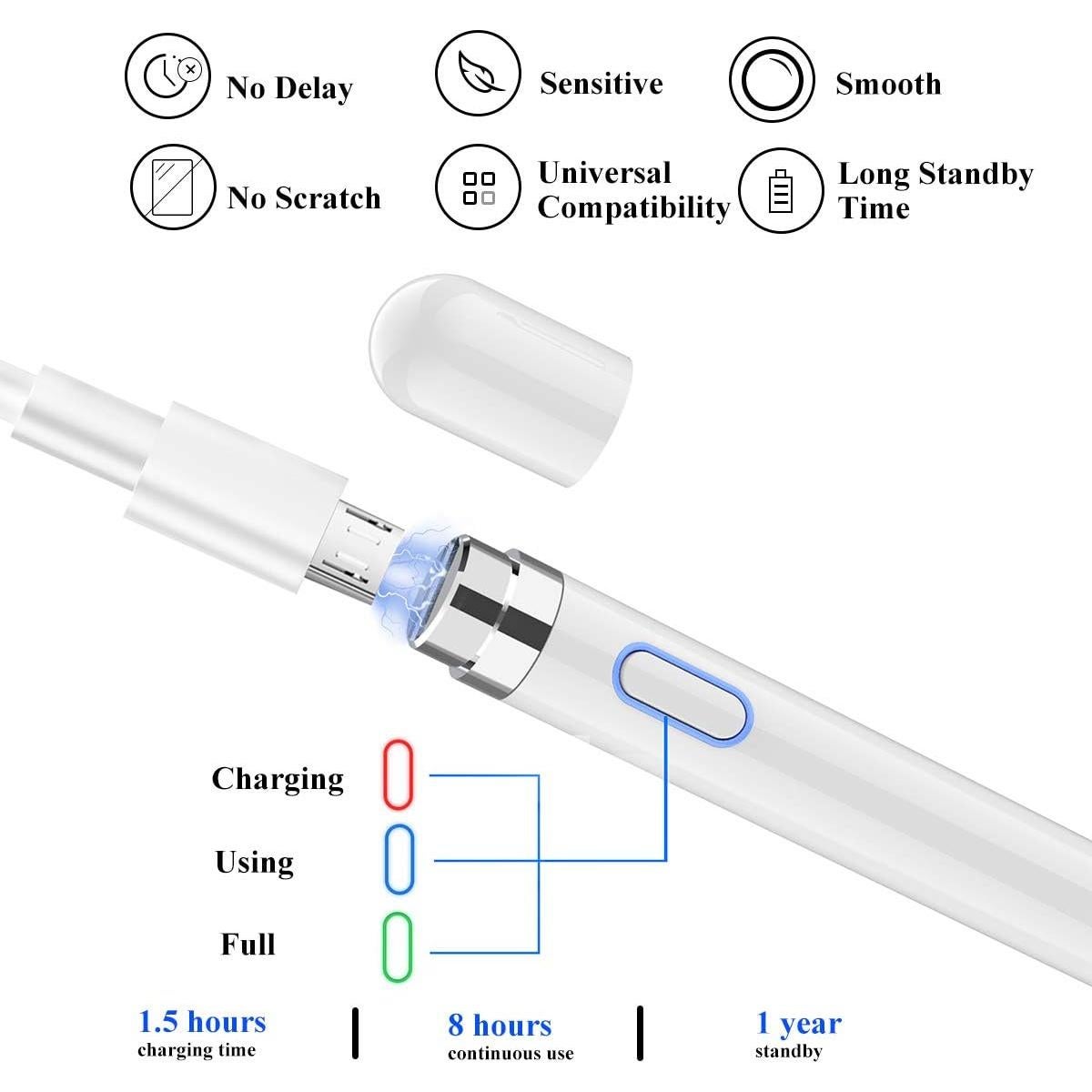 Lápiz Stylus WUHAI para iPhone 12-16, Punta Fina, Rechazo de Palma