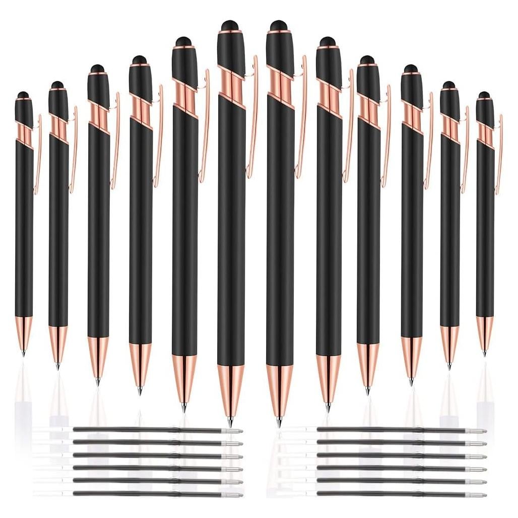 Bolígrafo Stylus 2 en 1 FIRCRE Oro Rosa y Negro 1.0 mm