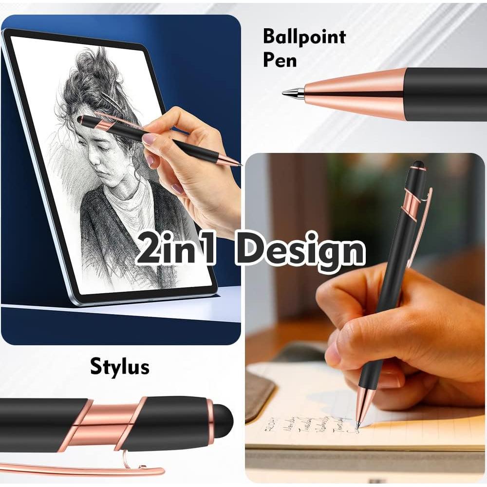Bolígrafo Stylus 2 en 1 FIRCRE Oro Rosa y Negro 1.0 mm