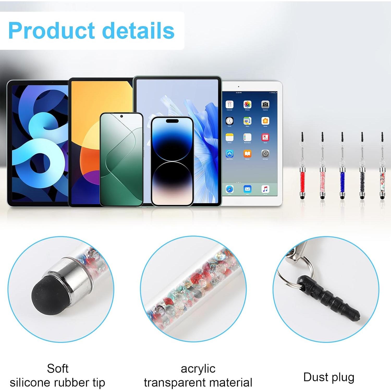 10 Lápices Stylus JIEYAO para Pantallas Táctiles - Colores Variados