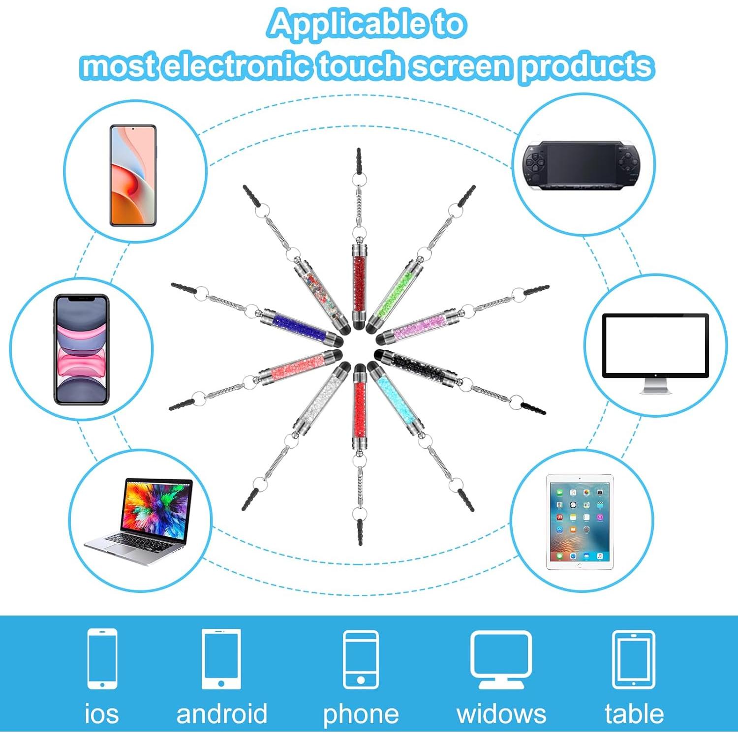 10 Lápices Stylus JIEYAO para Pantallas Táctiles - Colores Variados