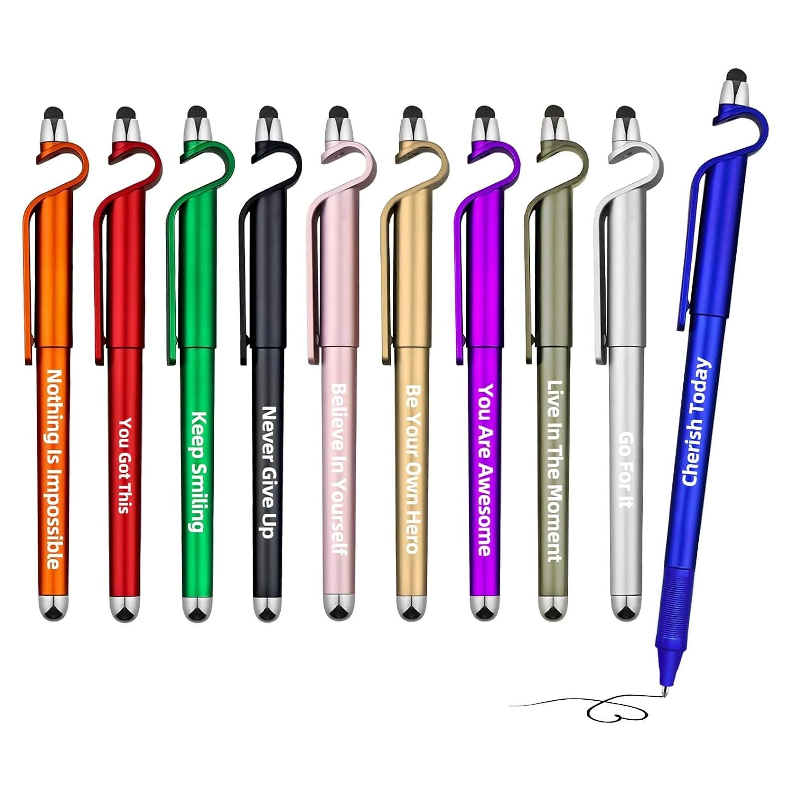 10 Bolígrafos Motivacionales Haiyunfei con Soporte para Teléfono